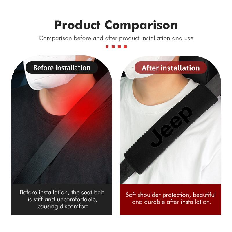 APK6 Universal Car Seat Belt Protector Shoulder Comfort Pad For Jeep Grand Cherokee Wrangler JK Renegade Gladiator Compass
