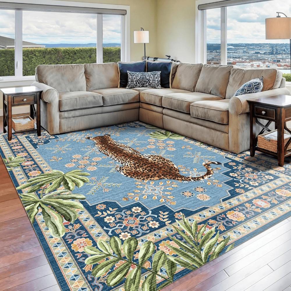 Symmetric Vintage Jungle Leopard Multicolor Carpet Soft Non-slip Mat Rug for Living Room Home Decor Bedroom Rug Coffee Table