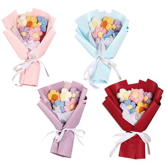 Привлекательный искусственный букет цветов, атмосфера, реалистичный яркий цвет, создание красочного букета цветов, сотканного вручную, на день Святого Валентина