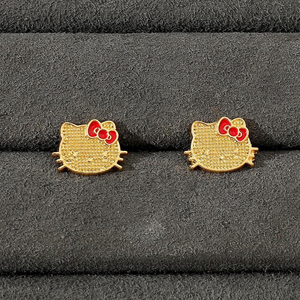 Аниме Sanrio Hello Kitty Серьги Аниме Мультяшная Фигурка KT Кот Гвоздики Серьги Женские Ювелирные Изделия Аксессуары Подарки