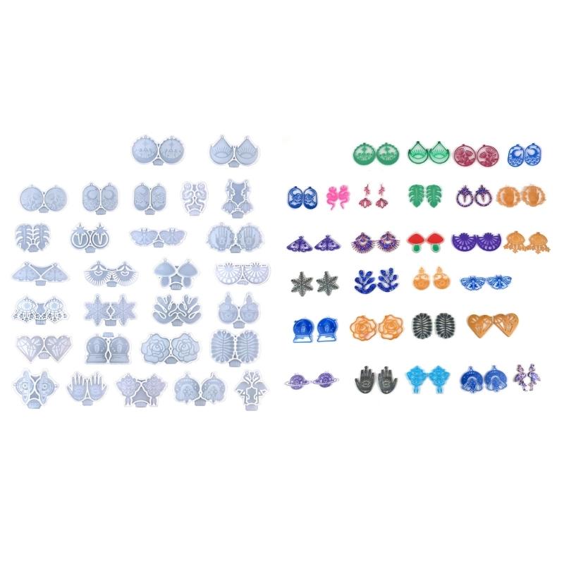 28 Pcs Multiple Styles Geometry Earrings Silicone Molds Suitable for Epoxy Diy Crafts Ornament Pendant Keychain Making