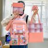 5pcs/set New Design Primary School Girl Backpack Korean Version Plaid Fashion School Bag Large Capacity Backpack For Junior High School