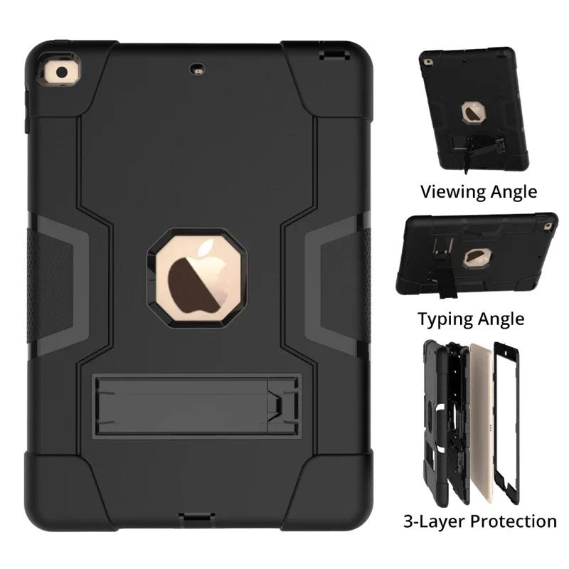 Чехол Armor Stand Shockproof для планшета для детей iPad Air 10.2 10.5 11 12.9 дюймов 2024 iPad Pro 9.7 Mini 6 5 4 3 2 7th 8th 9th Cover