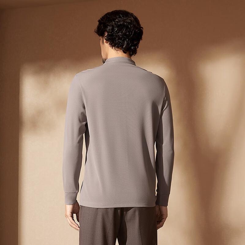 Septwolves Men's Chinese Mandarin Collar Waffle Knit Long Sleeve T-shirt