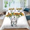 Bull Skull Duvet Cover Chic Feather Bedding Bohemian Exotic Branches Flower for Kids Teens Women Men Room Decoration Quilt Cover