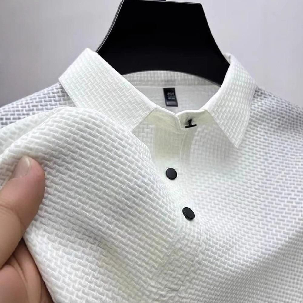 2025 Новая эластичная рубашка из ледяного шелка, удобная дышащая спортивная рубашка для фитнеса для мужчин с коротким рукавом