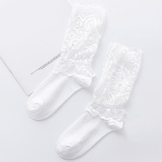 1 пара осенне-зимних женских кружевных носков, сетчатые, прозрачные, однотонные, сексуальные, эластичные, средней длины, для повседневной носки