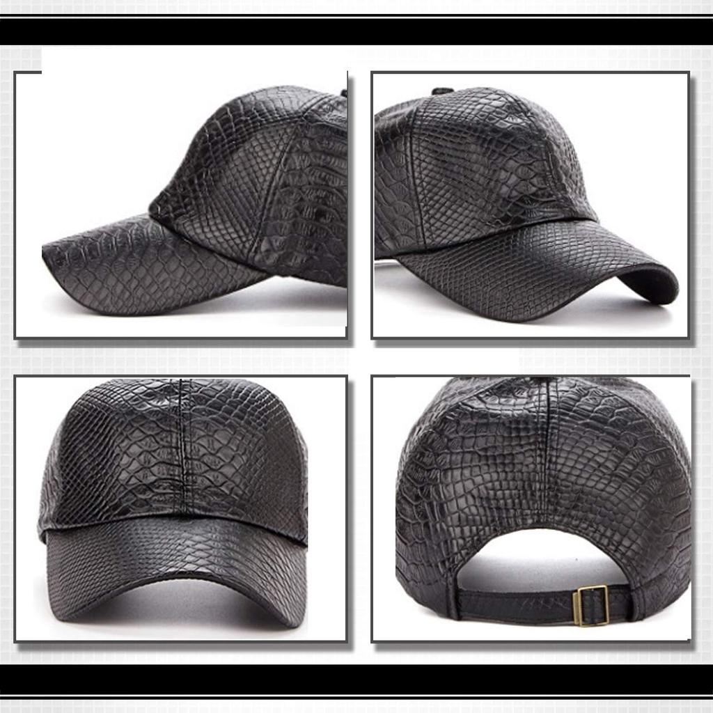 WHITE FANG Шляпа Кепка Кожа Крокодиловая кожа Стильная Крутая Повседневная CA296 Мужская (01 черный)
