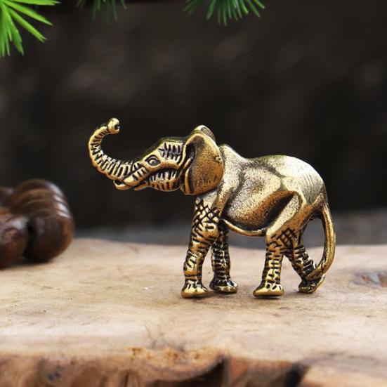 Mini Elephant Ornament Retro Solid Alloy Elephant Figurine Desktop Elephant Statue for Car
