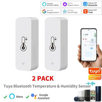 2шт Tuya WiFi датчик температуры и влажности беспроводной SmartLife удаленный монитор для умного дома работает с Alexa Google Assistant