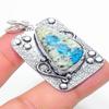 K2 Blue Azurite Handmade 925 Sterling Silver Jewelry Pendant 2.09" S0j61