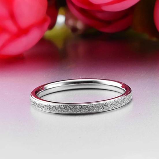 Glitter Matte Slim Band Titanium Steel Finger Ring Bridal Wedding Jewelry Gift