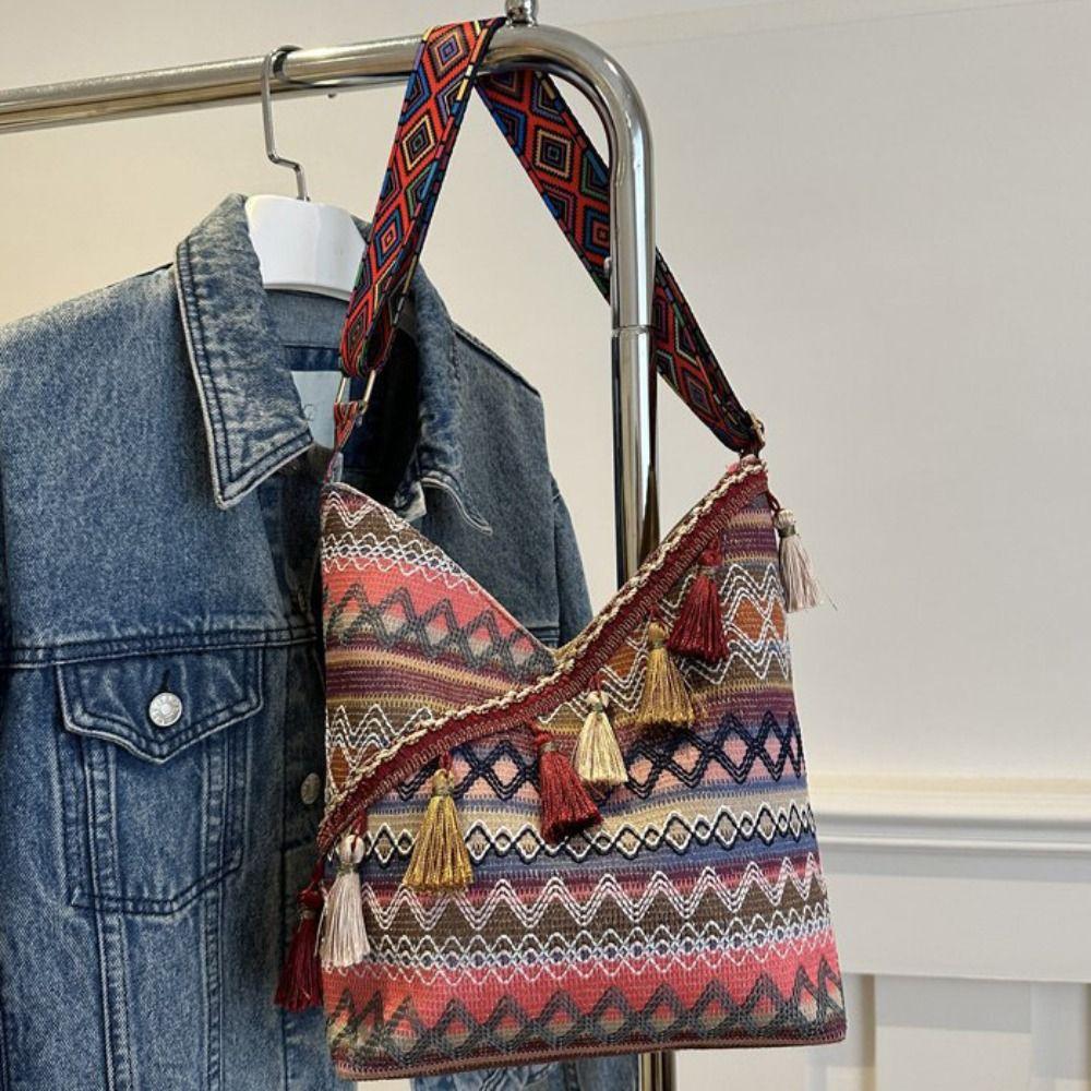 Кисточка Этнический Стиль Сумки через плечо Большая Вместимость Бахрома Сумка на плечо Богемная Сумка-тоут Путешествия