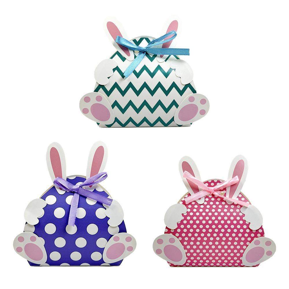 Unique Rabbit Shape Easter Paper Candy Box Empty Colorful Easter Gift Box Large Capacity Cookie Bags Children Favors