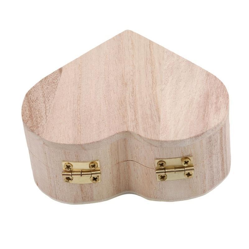 Storage Boxes Bins Heart Shape Wood Box Jewelry Box Home Storage Bin Earrings Ring Case