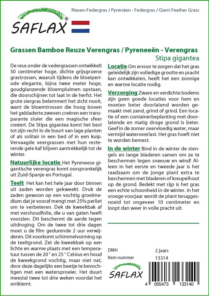 SAFLAX Garden in the Bag - Ковыль гигантский - 10 семян - С субстратом в подходящем пакете - Stipa gigantea