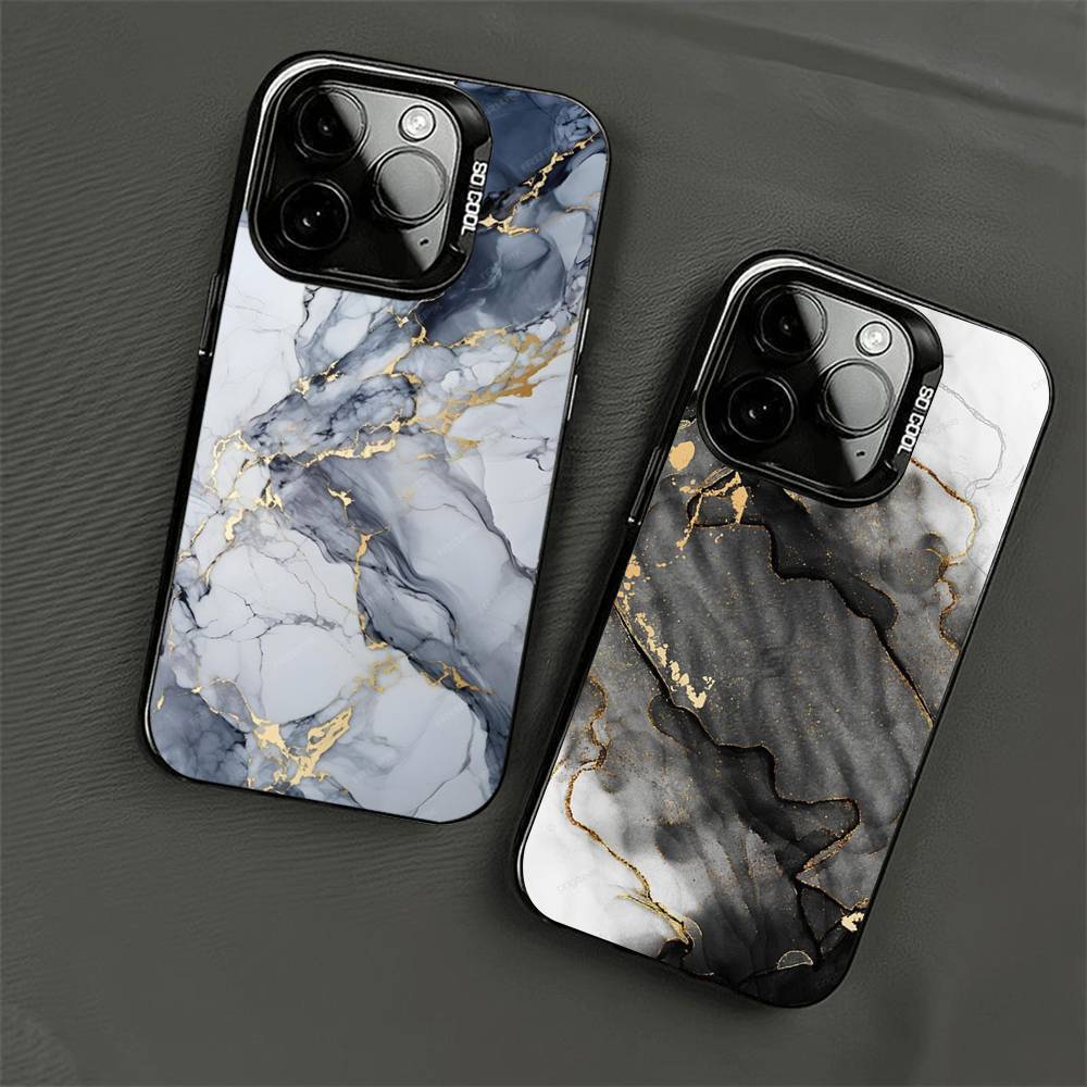 Акварельный Мраморный Посеребренный Внутри Чехол Для Телефона Для iPhone 17 16 15 14 11 12 13 Pro Max Plus X XR XS Max Цветной