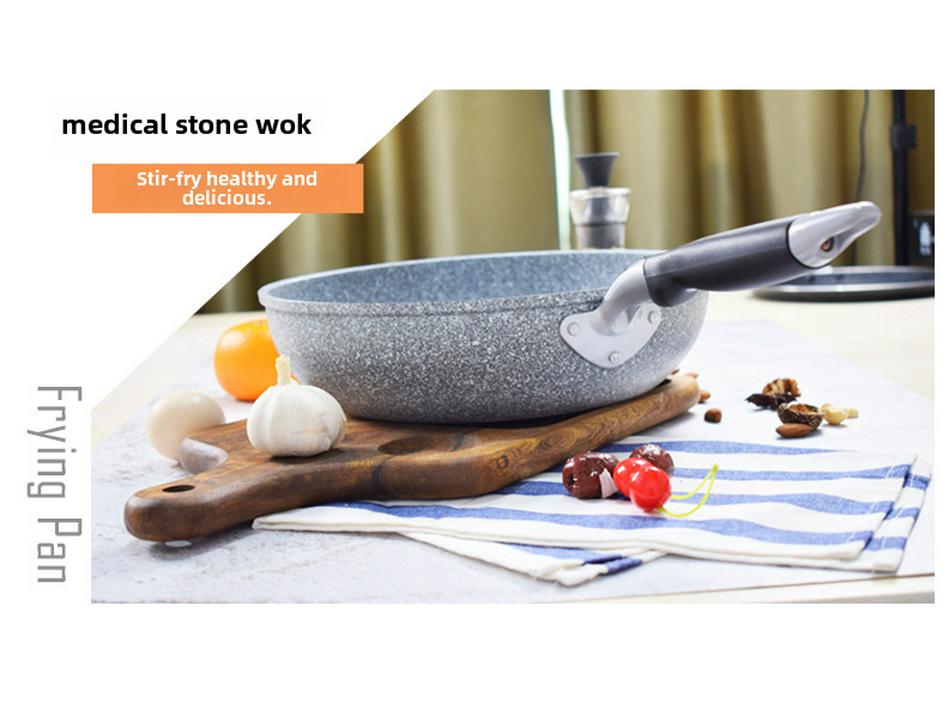 Сковорода из японского медицинского камня с антипригарным покрытием: 24 см бытового и 28 см коммерческого размера