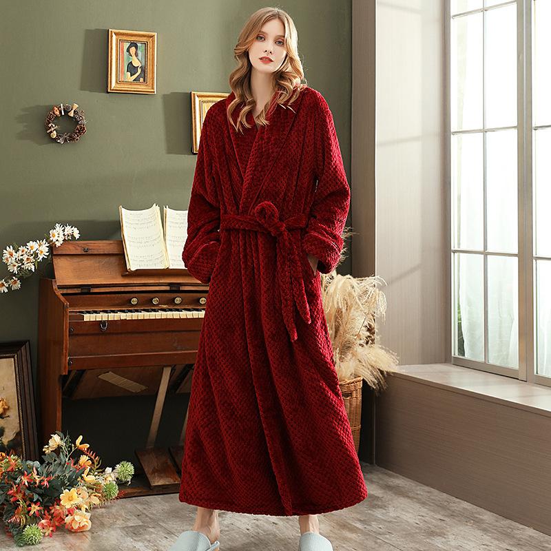 Lounge Robes Autumn and Winter Thickened Facecloth Bebe Velvet Couple Robe Plus Large Size Comfortable and Elegant Fixed Belt Bathrobe Simple Bathrobe