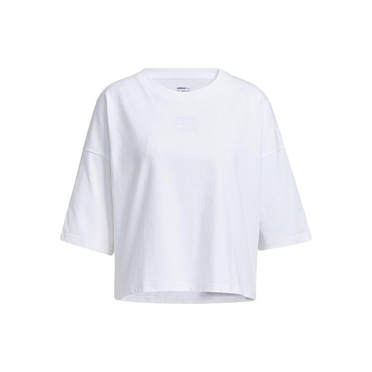 Adidas Neo Large Logo Printed Sports Round Neck Short Sleeve T-Shirt Women T-Shirts White GP5431