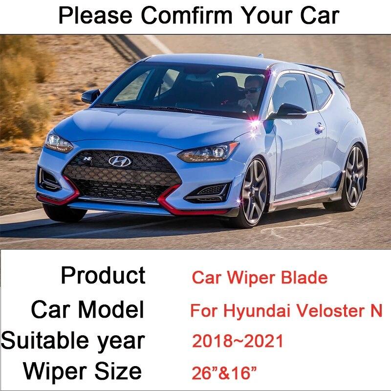 Автомобильные передние щетки стеклоочистителя для Hyundai Veloster N 2018, бескаркасные бесшумные резиновые аксессуары для очистки лобового стекла
