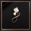 1PC Elegant Tulip Shaped Brooches Rhinestone Inlaid Corsage For Women Brooch Dress Sweater Clothing Lapel Pins Luxury Jewelry Accessories