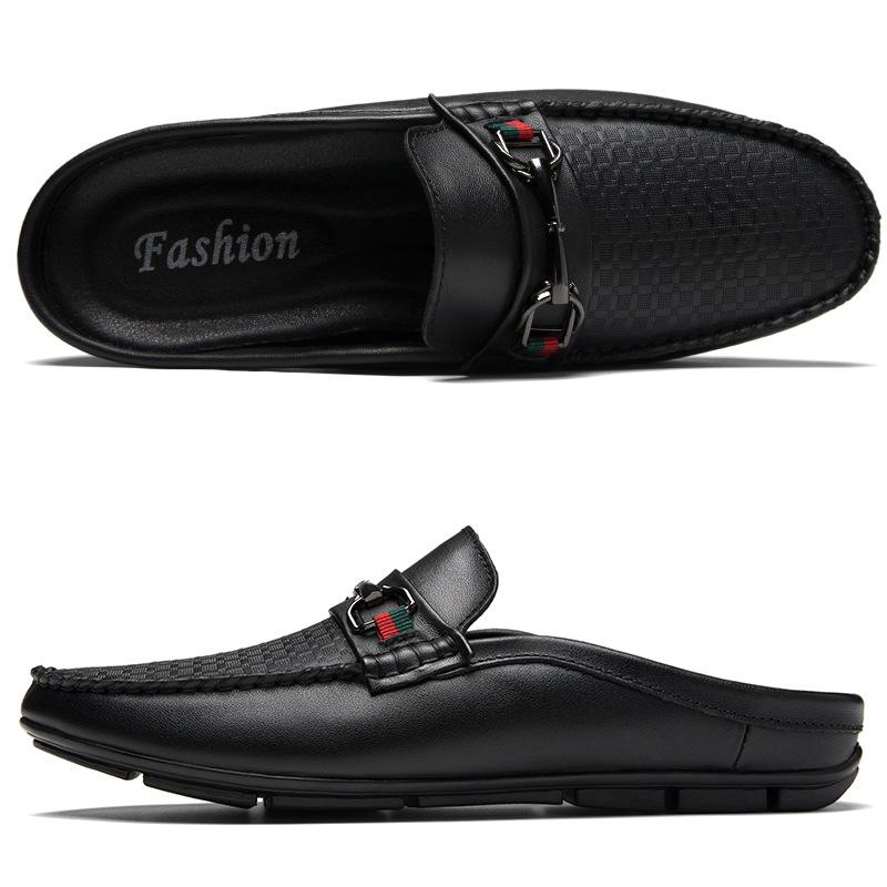 Мужские новые модные повседневные полутуфли из воловьей кожи с первым слоем, мужские лоферы с открытой спиной, полуобувь Hombre с открытой спиной, кожаные удобные мокасины