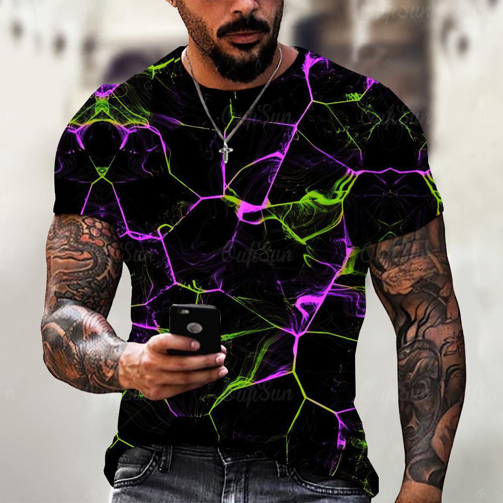 2025 Лето Новые мужские футболки Повседневные Молния Крутые 3D цифровые печатные футболки для мужчин с коротким рукавом Футболка свободного покроя Мужская одежда