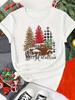 (Asian Size) Print Merry Christmas O-neck Women's Top New Year T Clothing Lovely Cute 90s Short Sleeve T-shirts Fashion Holiday Graphic Tee