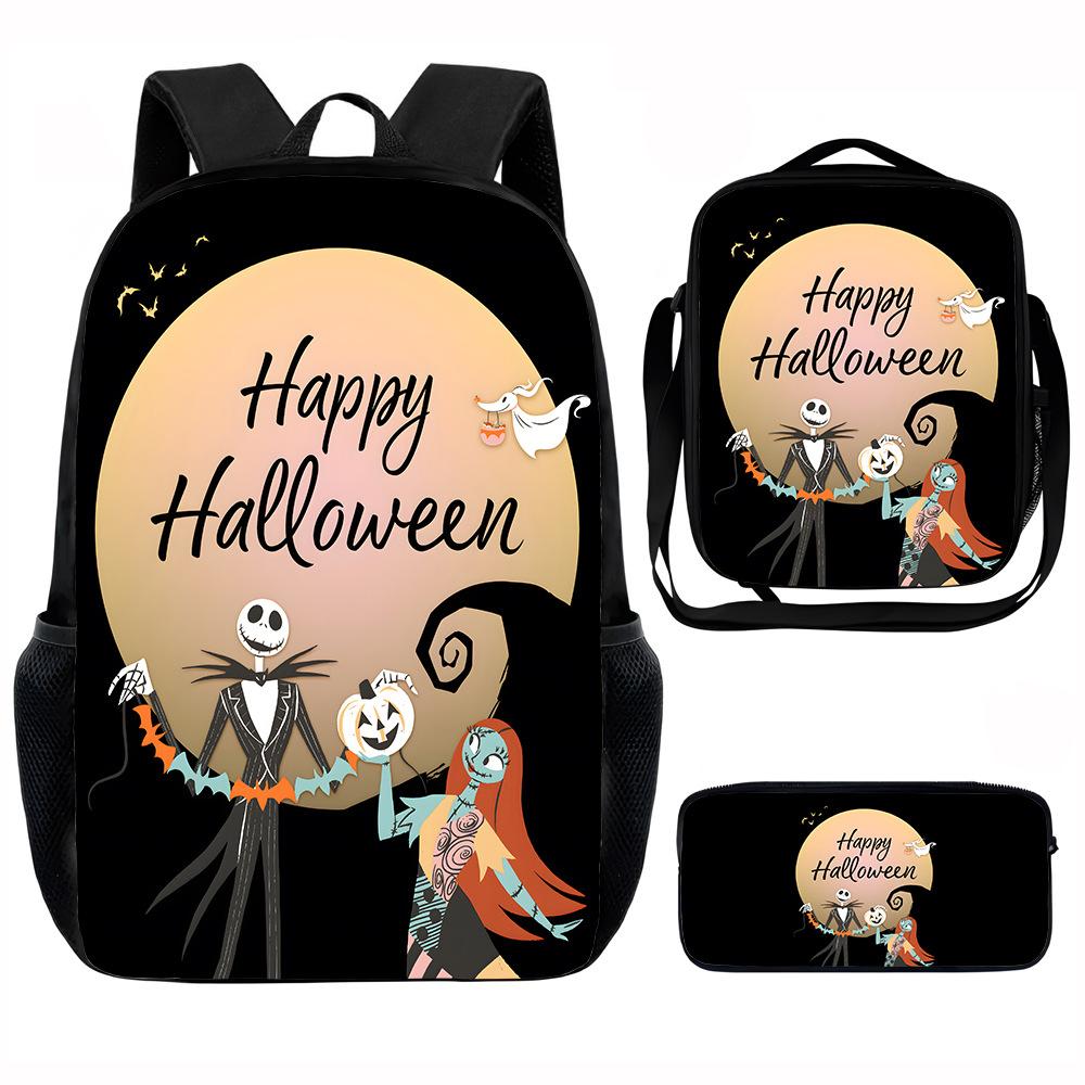 The Nightmare Before Christmas-Christmas Horror Night Student School Bag Meal Bag Three-piece Set