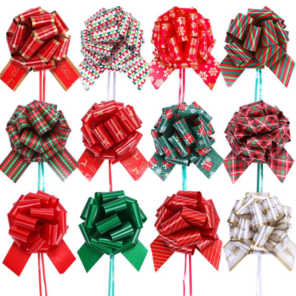 Christmas Pull String Bows  Gift Bows Ribbon for Xmas Present Wrapping Florist Flower Basket Decoration