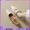 Pointed Toe Pumps Women's Spring Straight with Rhinestone Low Heels Mary Jane Shoes