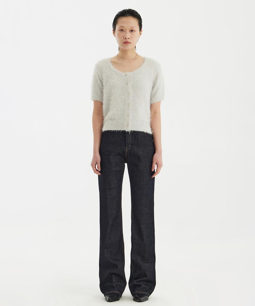 YOUTH Scoop-Neck H/S Knit Cardigan - Light Gray