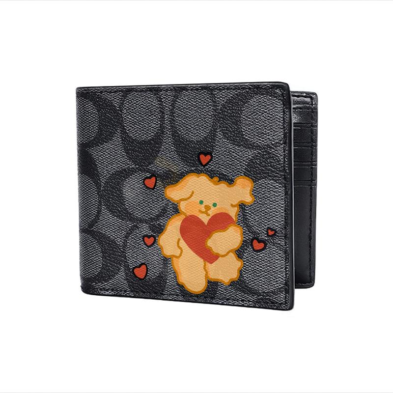Coach Кошелек [Сумка на заказ] 3 В 1 Bafang Lai Cai демонстрирует тисненый печатный короткий складной ремень со съемным держателем для карт подписью любимого щенка