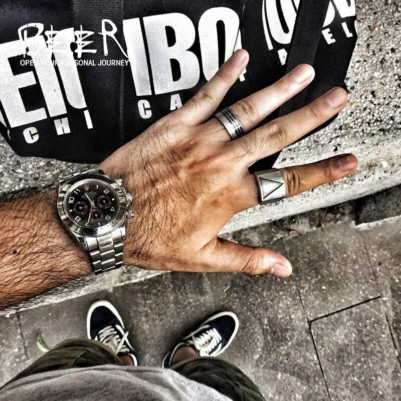 Beier из нержавеющей стали 316L, винтажные ретро-панк-модные треугольные мужские украшения, кольца на палец, Валентина, викинги, LR543