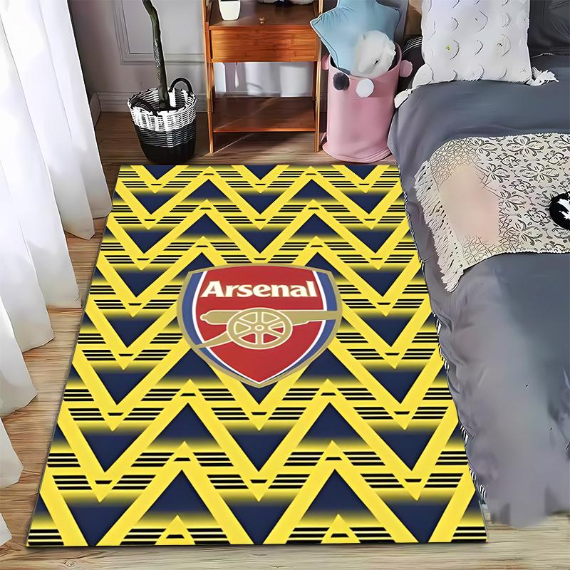 Yellow Zigzag Pattern Carpet with Arsenal Logo Design Suitable for use as an anti-slip for living room bedroom sofas