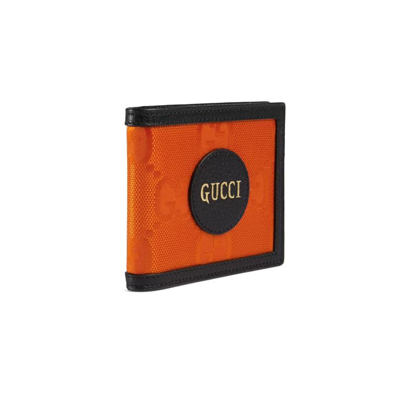 Gucci Off The Grid Логотип Пресбиопии Логотип на лицевой стороне Кошелек из нейлона и кожи Мужской Оранжевый/Черный