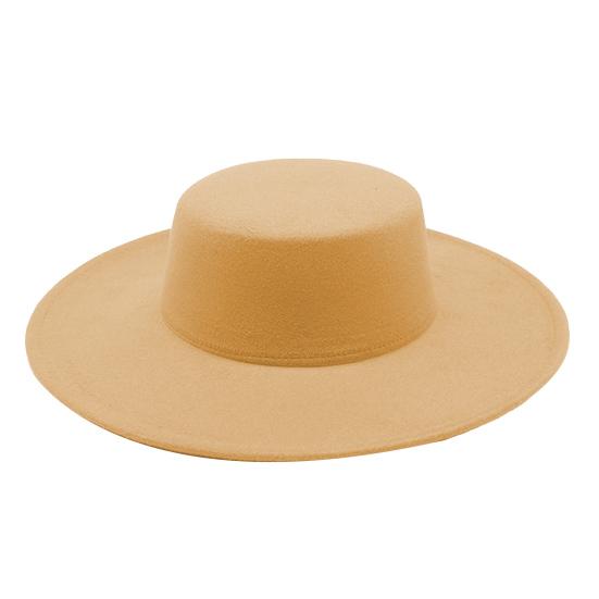 Женская шляпа Yousheng Retro с большими широкими полями, фетровая шляпа в стиле фетровой шляпы с плоским верхом, однотонная, для свадьбы, выпускного, вечеринки, поездок на работу