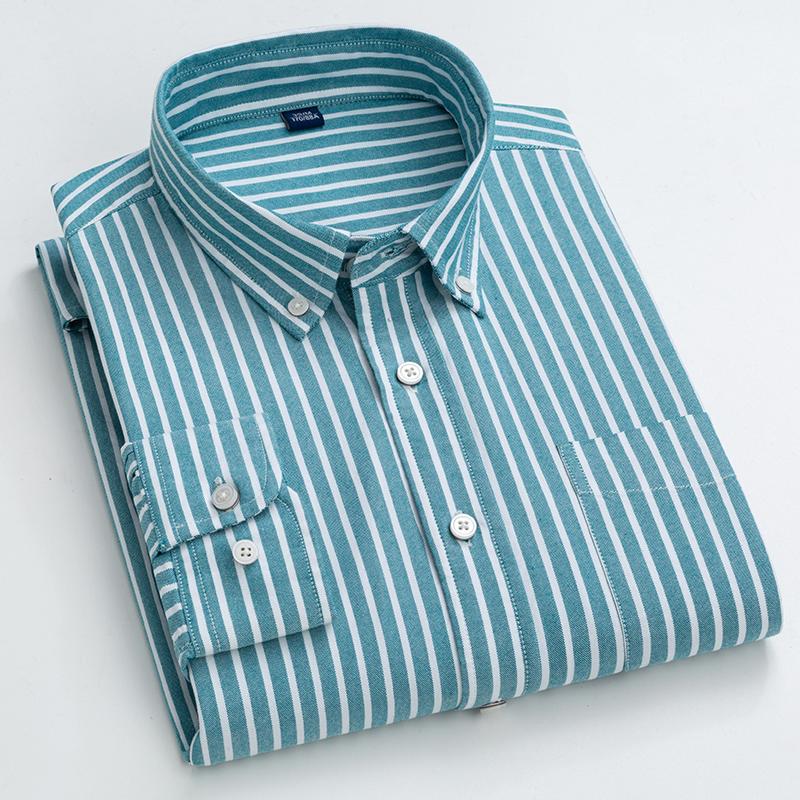 Новые хлопковые оксфордские клетчатые рубашки, мужские повседневные весенне-осенние клетчатые рубашки с длинными рукавами для мужчин, без железа