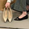 Модная женская обувь с французским острым носком 2025 весна новая элегантная универсальная элегантная женская обувь с мелким вырезом на низком каблуке однослойная
