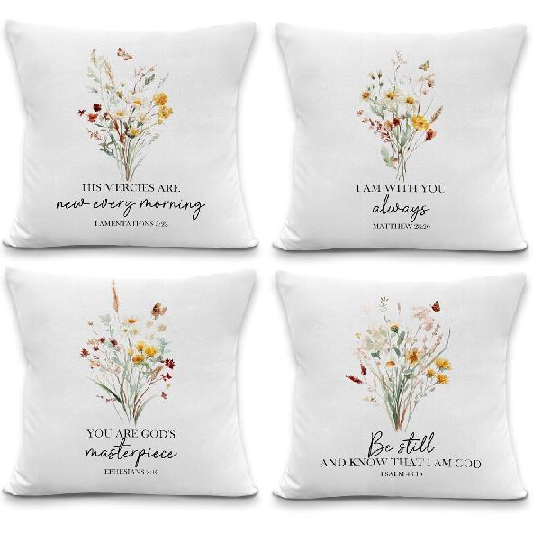 Christian Throw Pillow Covers, Christian Home Decor, Religious Bible Verse Scripture Decorative Pillowcases Cushion Cases for Home Bedroom Living