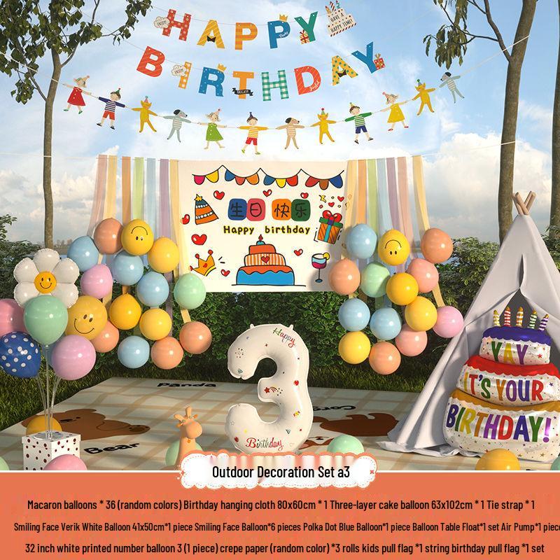 Сяохуншу Первый день рождения Кемпинг Вечеринка Шары и Баннер для Детей