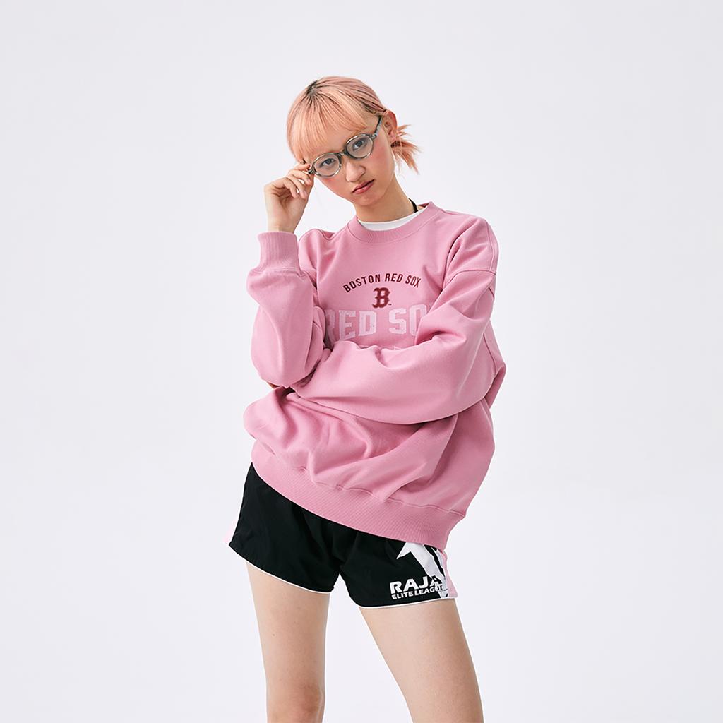 New MLB Preppy Style Collection Boston Red Sox SS25 Sweatshirt Unisex Pink 3AMTV0651-43PKP