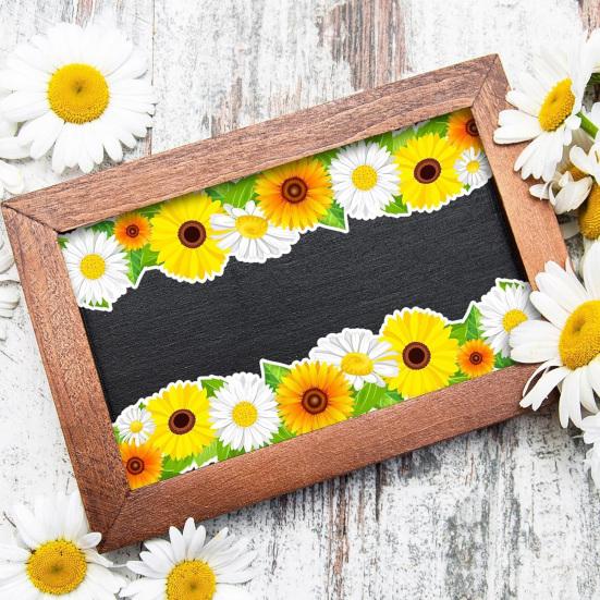 Yousheng Sunflower Bulletin Board Border Roll Self-Adhesive Classroom Decor Floral Trim for Blackboard Whiteboard DIY Wall Decal