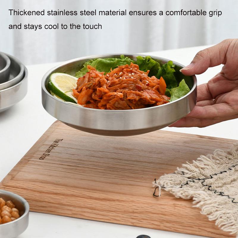 Flat 201/304 Stainless Steel Dish Plate Cooking Noodles Bowl Thickened Dinner Plate Seasoning For Kitchen Restaurant Tableware
