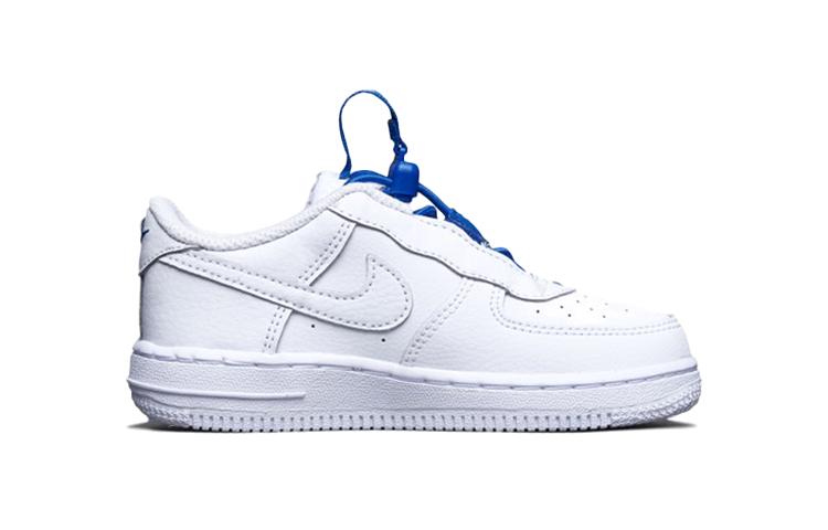 Nike Nike Air Force 1 Крючок и петля Низкие детские кроссовки Белый Синий Для младенцев и малышей CU5289-100