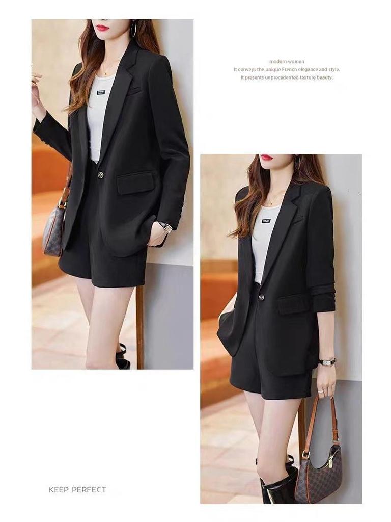 Женский черный блейзер премиум-класса: Осень 2024, Британский стиль, Дизайн с разрезом сзади, Модный костюм