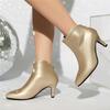 Женские ботильоны на высоком каблуке, осенне-зимние, новые, простые, универсальные, большие размеры, ботильоны с острым носком