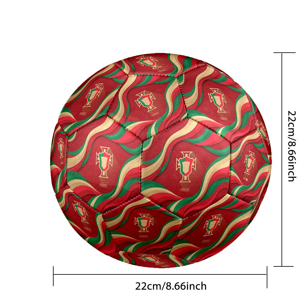 Portugal Football Printed Size 5 Soccer Ball Wear Resistant Standard Adult Training Football Fan Gift for Indoor Outdoor Match Sports