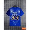 Модные Футболки с Графикой Фейерверк 2026 Новый Год Трендовая Уличная Одежда Мужские Женские Футболки с 3D Печатью Свободные Дышащие Футболки с Круглым Вырезом